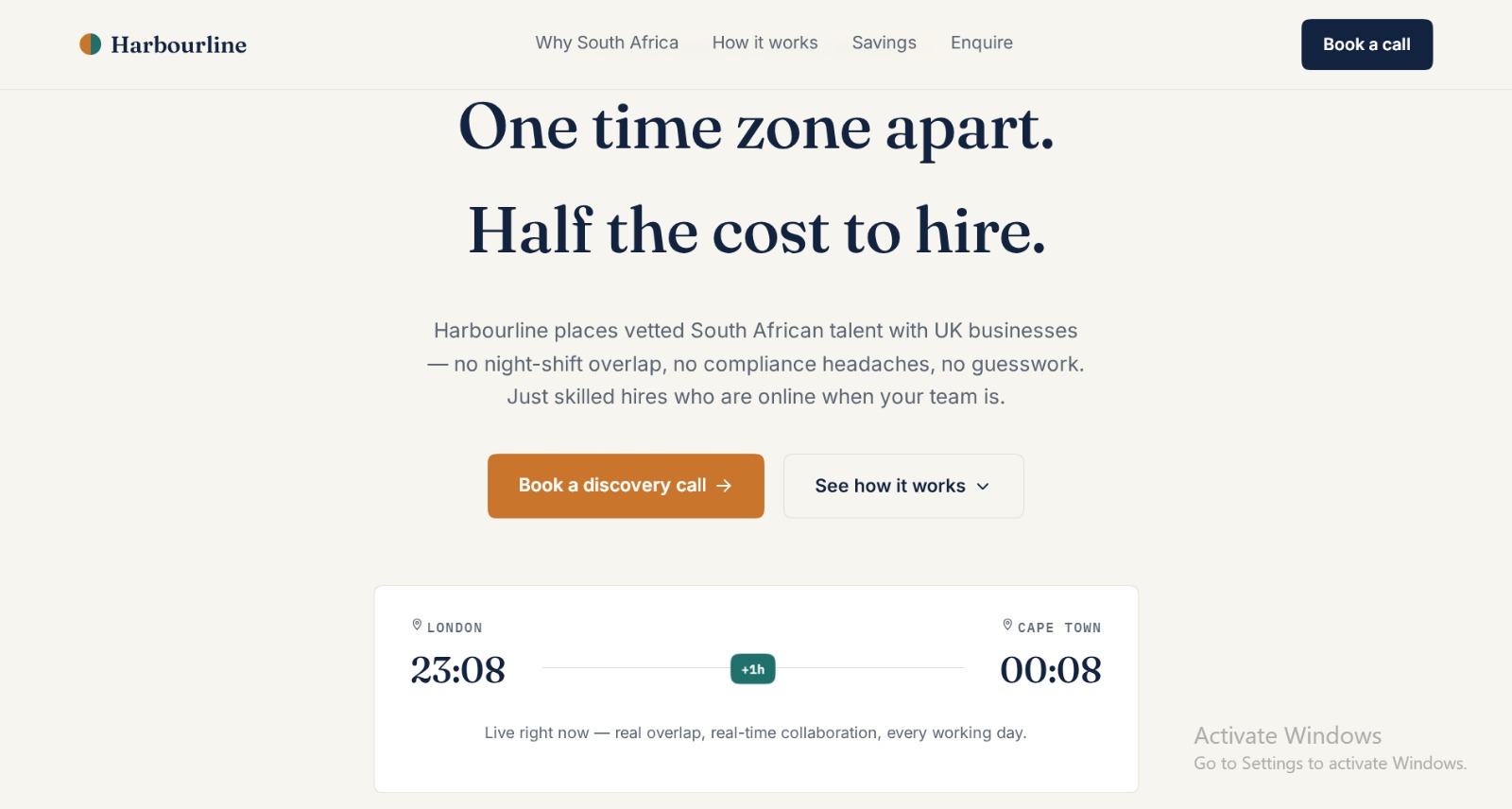 Harbourline landing page