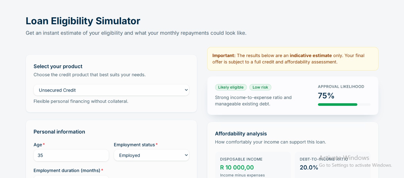Loan Eligibility Simulator